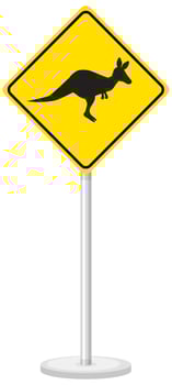 Kangaroo crossing sign isolated on white background vector