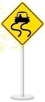 Yellow traffic warning sign on white background vector