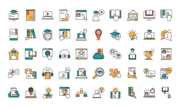 Online education icon set vector