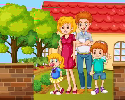 Scene with people in family relaxing at home vector