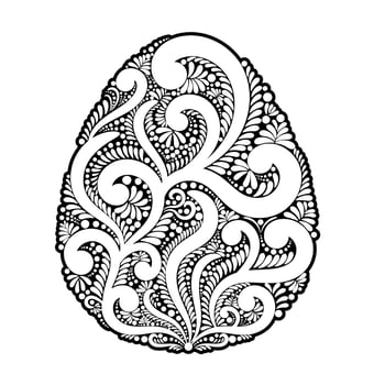 Easter egg made of swirls and floral elements vector