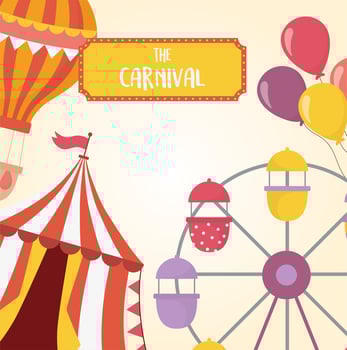 Fun fair, carnival, and entertainment recreation composition vector