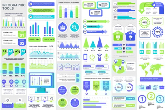 Bundle business infographic elements vector
