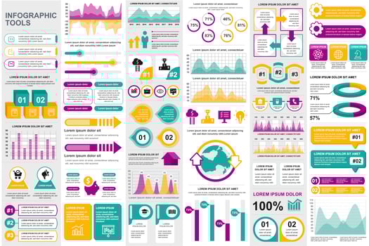 Bundle business infographic elements vector
