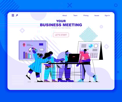 Business meeting landing page template vector