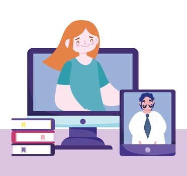 Online education with teacher and student vector