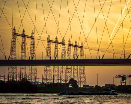 Silhouette of a bridge in Nijmegen, The Netherlands photo