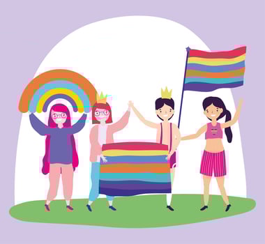 Cartoon LGBTQI characters for Pride celebration vector