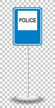 Police road sign with stand isolated on transparent background vector