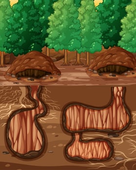 Empty underground animal hole vector