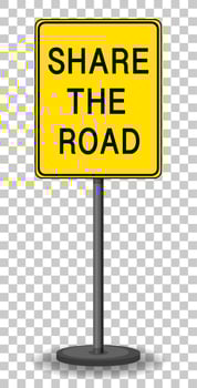Yellow traffic warning sign on transparent background vector