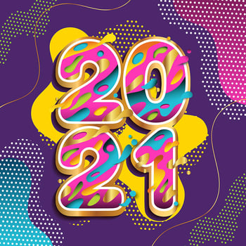 Energetic Colorful Happy New Year 2021 Greeting Concept vector