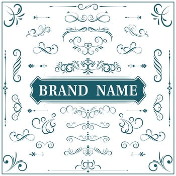 Vintage ornament set vector