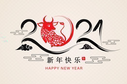 Chinese new year 2021 year of the ox vector