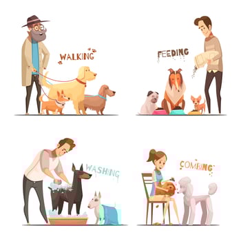 Cartoon pet owner set vector