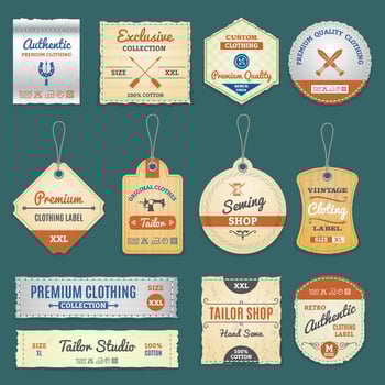 Vintage clothing label set vector