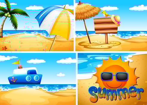 Set of summer beach background vector