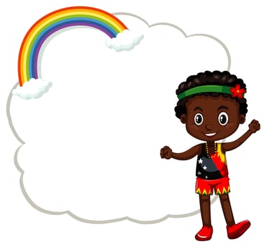 Happy boy and cloud frame vector