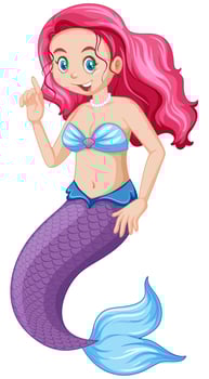 Cute mermaid cartoon character vector