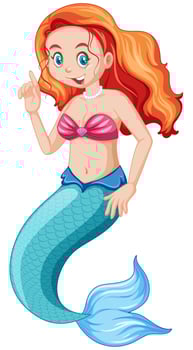 Cute mermaid cartoon character vector