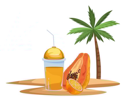 Tropical fruit and smoothie drink vector