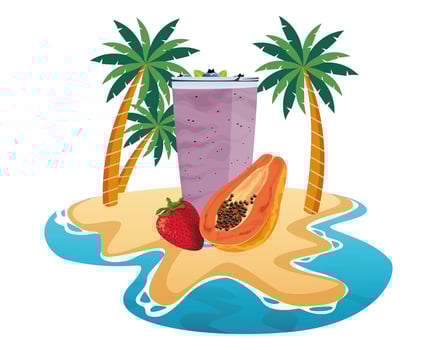 Tropical fruit and smoothie drink vector