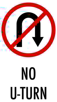 No u-turn sign on white background vector