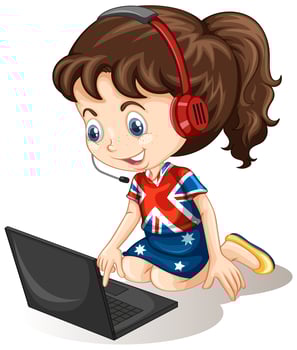 A girl with laptop on white background vector