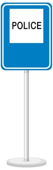 Police road sign with stand isolated on white background vector