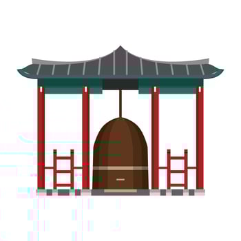Asian gate cartoon isolated icon vector