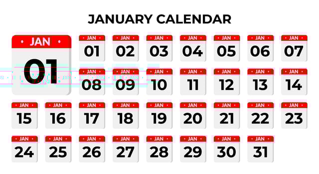 January calendar icons vector