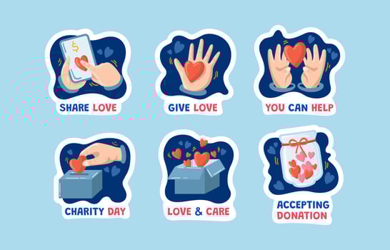 Raising Donation Stickers vector