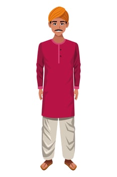 Indian man wearing traditional hindu clothes vector