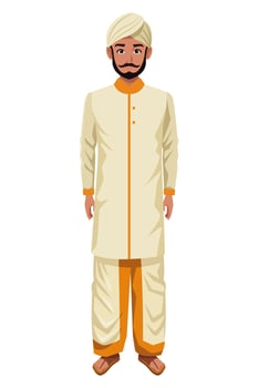 Indian man wearing traditional hindu clothes vector