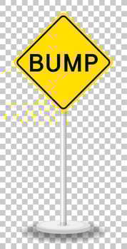 Yellow traffic warning sign on transparent background vector