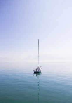 Lausanne, Switzerland, 2020 - White boat on a body of water photo