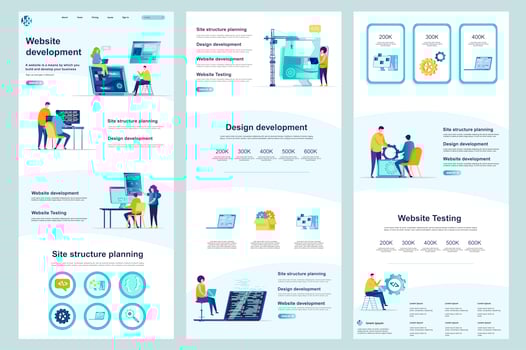 Website development flat landing page vector