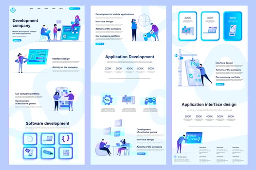 Development company flat landing page vector