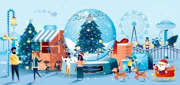 Christmas carnival flat style greeting card vector