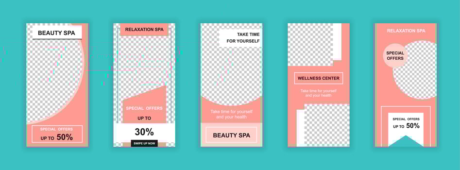 Beauty salon editable templates set for social media stories vector