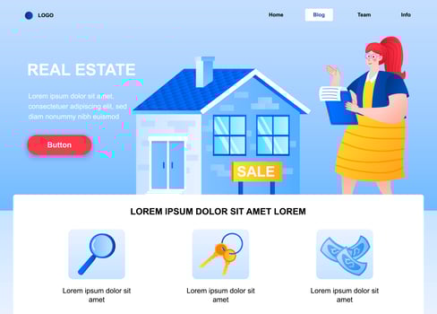 Real estate flat landing page vector