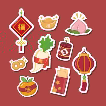 Set of Chinese New Year Sticker vector