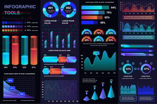 Bundle of UI, UX, KIT infographic elements vector