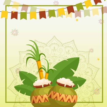 Green and Yellow Pongal Background vector