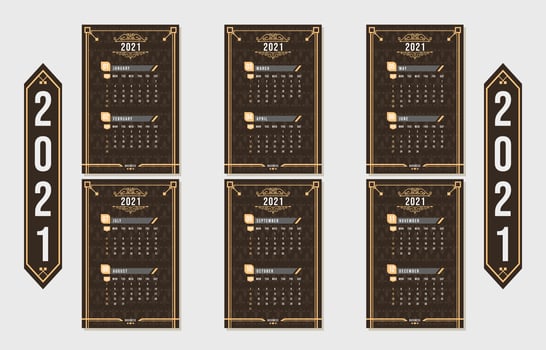 Fancy Calendar 2021 Template vector