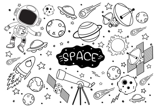 Space element in doodle or sketch style isolated on white background vector