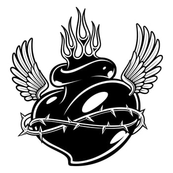 A black and white tattoo heart vector