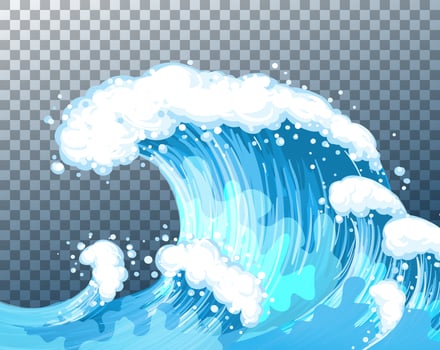 Sea giant waves transparent background vector