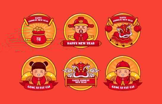 Celebrating Chinese New Year Icon Sticker vector