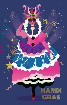 Unique Costume for Mardi Gras vector